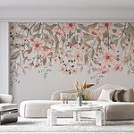 Fotobehang Delicate bloemen en zachte bladeren