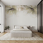Fotobehang Witte en beige bloemen