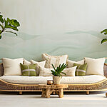 Fotobehang Groen en wit landschap