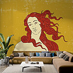 Fotobehang Tekening van een vrouw met rood haar