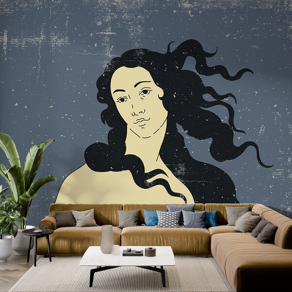 Tekening van een man met lang haar Fotobehang Tekening van een man met lang haar