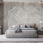 Fotobehang Wit sierlijk ontwerp op een grijs oppervlak