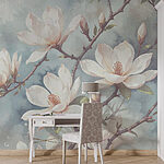 Fotobehang Delicate bloemen in zachte tinten