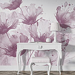Fotobehang Groep bloemen met witte bloemblaadjes
