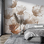 Fotobehang Groep bloemen met witte bloemblaadjes