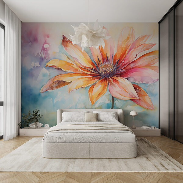 Schilderij van een bloem Fotobehang Schilderij van een bloem