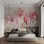 Fotobehang Groep roze bloemen
