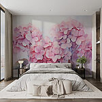 Fotobehang Groep roze bloemen