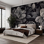 Fotobehang Zwart-wit bloemenpatroon