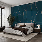 Fotobehang Blauw en wit scheurpatroon