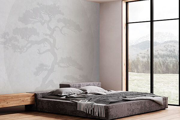 Fotobehang Boom met takken op witte achtergrond