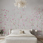 Fotobehang Groep roze bloemen
