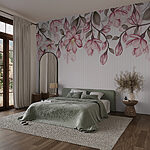 Fotobehang Roze bloemen op een witte achtergrond