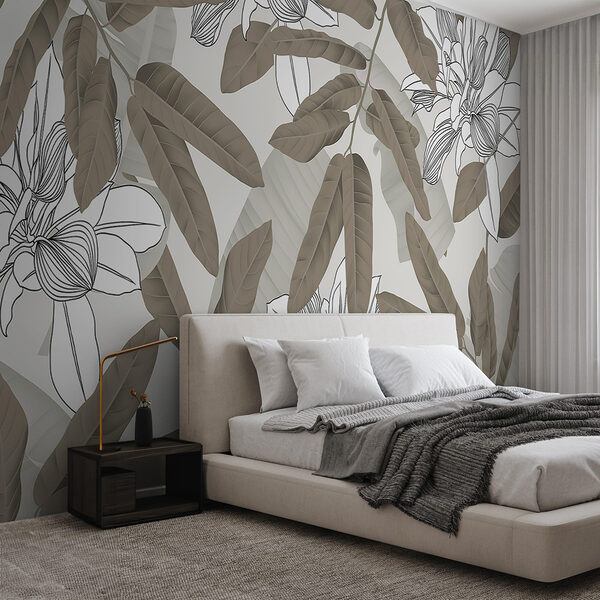Natuurlijke elegantie in monochroom ontwerp Fotobehang Natuurlijke elegantie in monochroom ontwerp