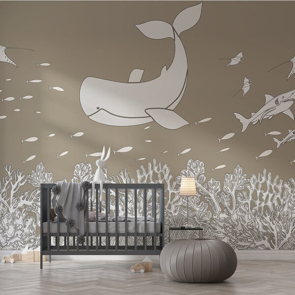 Walvis en vis onder water Fotobehang Walvis en vis onder water