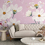 Fotobehang Groep witte bloemen