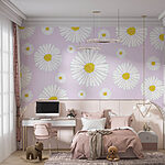 Fotobehang Patroon van witte en gele bloemen