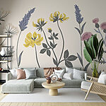 Fotobehang Kleurrijke tuin met bloeiende bloemen
