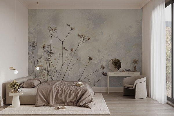 Gedroogde bloemen in zachte tinten Fotobehang Gedroogde bloemen in zachte tinten