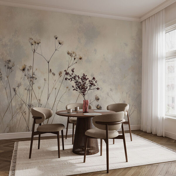 Fotobehang Gedroogde bloemen in zachte tinten