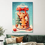 Canvas Schilderijen Pot koekjes met een rode strik