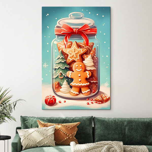 Pot koekjes met een rode strik Canvas Schilderijen Pot koekjes met een rode strik