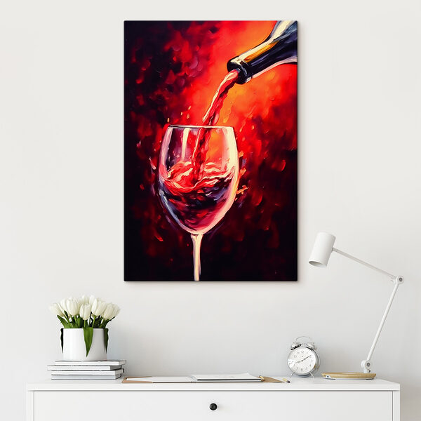 Wijn schenken in een glas Canvas Schilderijen Wijn schenken in een glas