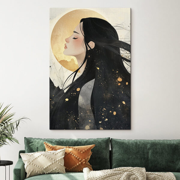 Etherische schoonheid in stille contemplatie Canvas Schilderijen Etherische schoonheid in stille contemplatie