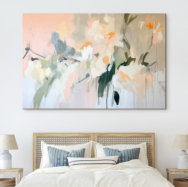 Schilderij van bloemen op een muur Canvas Schilderijen Schilderij van bloemen op een muur