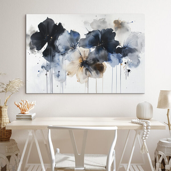 Schilderij van bloemen op een witte achtergrond Canvas Schilderijen Schilderij van bloemen op een witte achtergrond