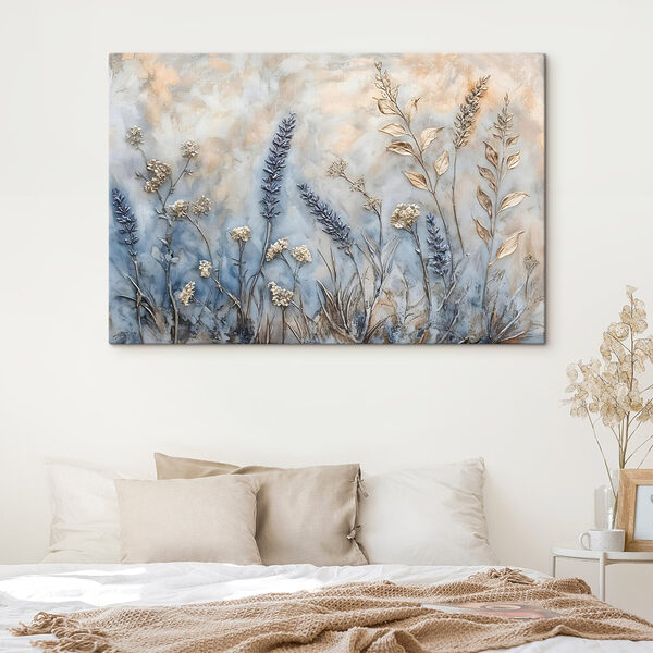 Schilderij van bloemen en bladeren Canvas Schilderijen Schilderij van bloemen en bladeren