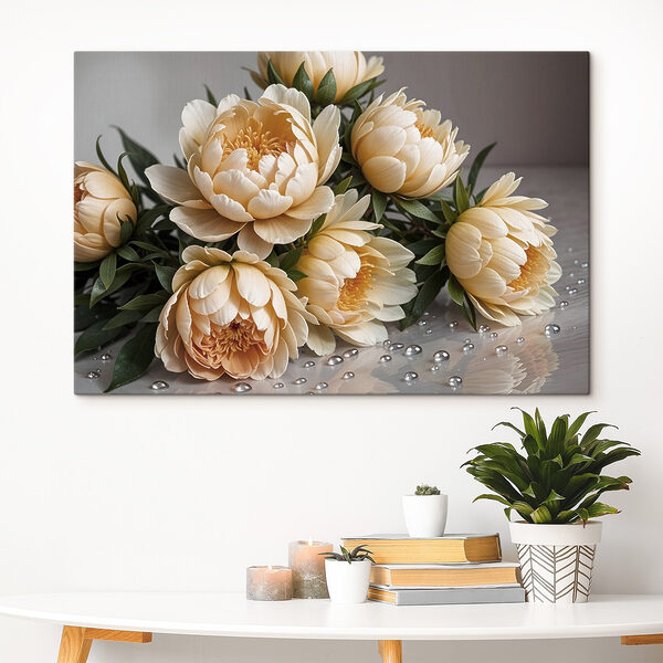 Groep bloemen op een tafel Canvas Schilderijen Groep bloemen op een tafel