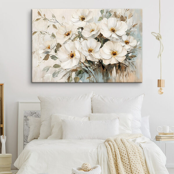 Schilderij van witte bloemen Canvas Schilderijen Schilderij van witte bloemen