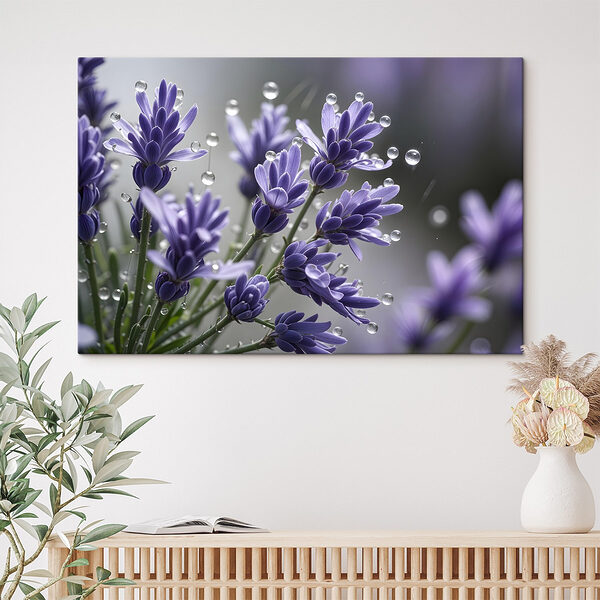 Delicate bloemen gekust door druppels Canvas Schilderijen Delicate bloemen gekust door druppels