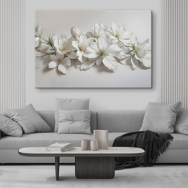 Groep witte bloemen Canvas Schilderijen Groep witte bloemen
