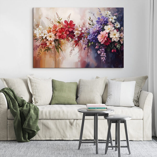 Groep kleurrijke bloemen Canvas Schilderijen Groep kleurrijke bloemen