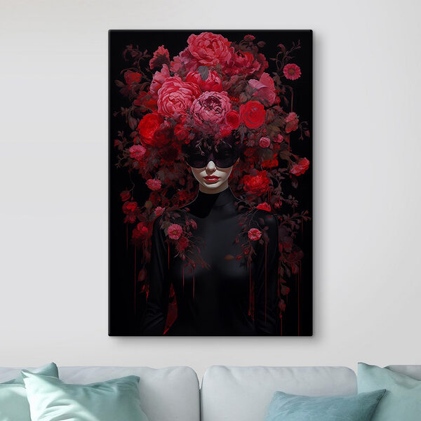 Vrouw met masker en bloemen op haar hoofd Canvas Schilderijen Vrouw met masker en bloemen op haar hoofd