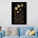 Canvas Schilderijen Maanfasen op zwarte achtergrond