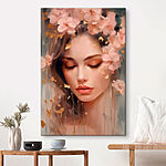 Canvas Schilderijen Vrouw met bloemen in haar haar
