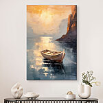 Canvas Schilderijen Schilderij van een boot in water