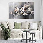 Canvas Schilderijen Schilderij van bloemen op een grijze achtergrond