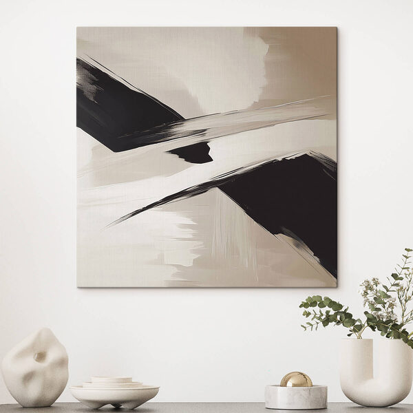 Zwart-witte penseelstreken Canvas Schilderijen Zwart-witte penseelstreken