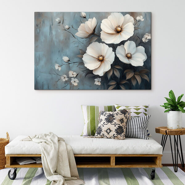Schilderij van witte bloemen Canvas Schilderijen Schilderij van witte bloemen