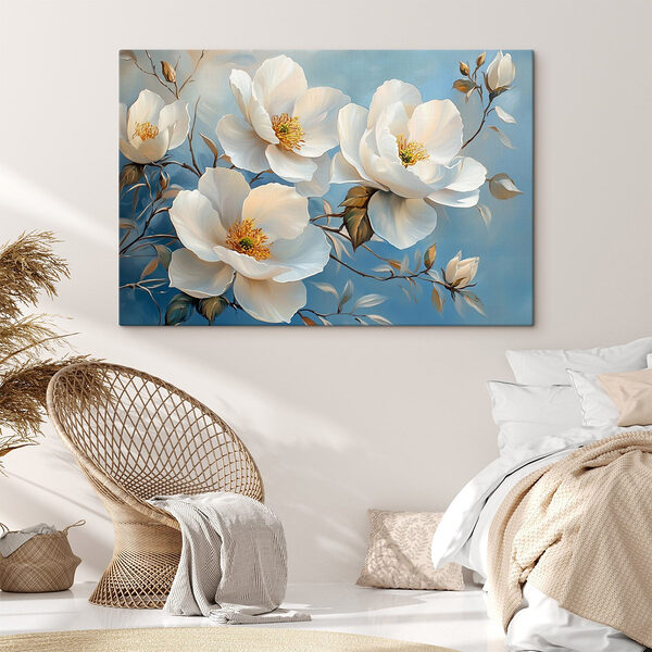 Schilderij van witte bloemen Canvas Schilderijen Schilderij van witte bloemen