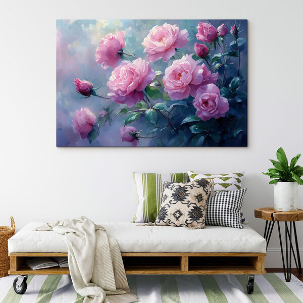 Schilderij van roze bloemen Canvas Schilderijen Schilderij van roze bloemen