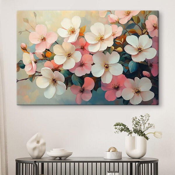 Groep bloemen op een tak Canvas Schilderijen Groep bloemen op een tak