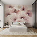 Fotobehang Groep bloemen op witte achtergrond