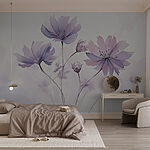 Fotobehang Groep paarse bloemen