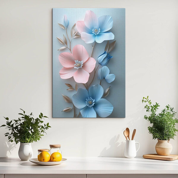 Groep bloemen op een wit oppervlak Canvas Schilderijen Groep bloemen op een wit oppervlak