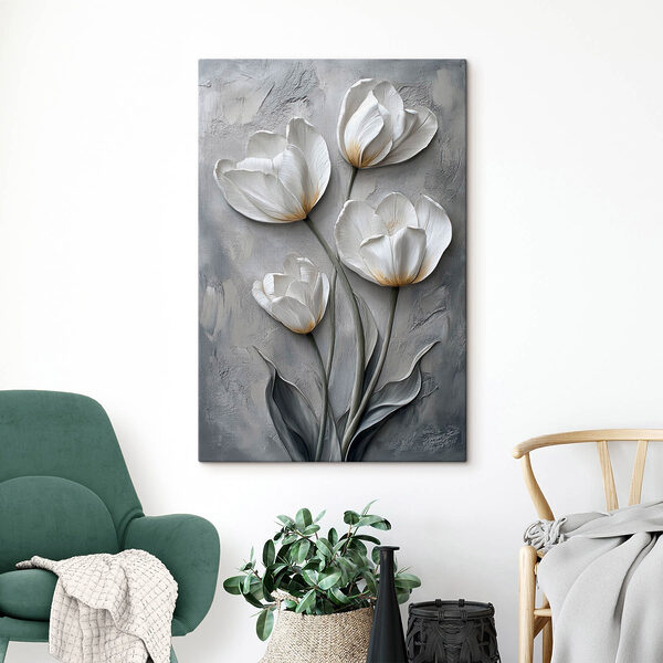 Schilderij van witte bloemen Canvas Schilderijen Schilderij van witte bloemen